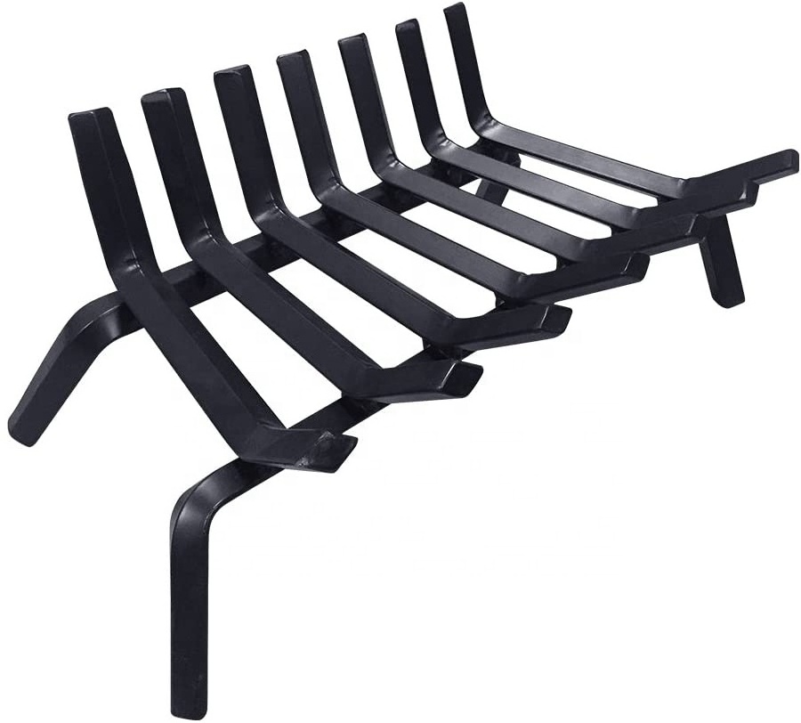 24 inch Fireplace Log Grate Wrought Iron Wood Stove Firewood Burning Rack Holder Black