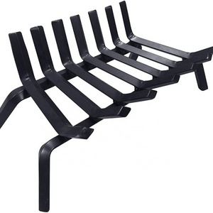 24 inch Fireplace Log Grate Wrought Iron Wood Stove Firewood Burning Rack Holder Black