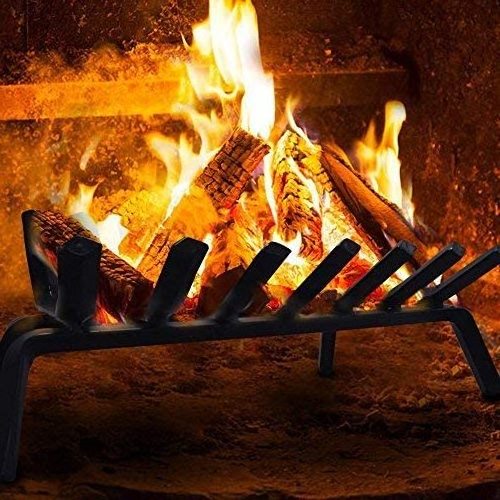 24 inch Fireplace Log Grate Wrought Iron Wood Stove Firewood Burning Rack Holder Black