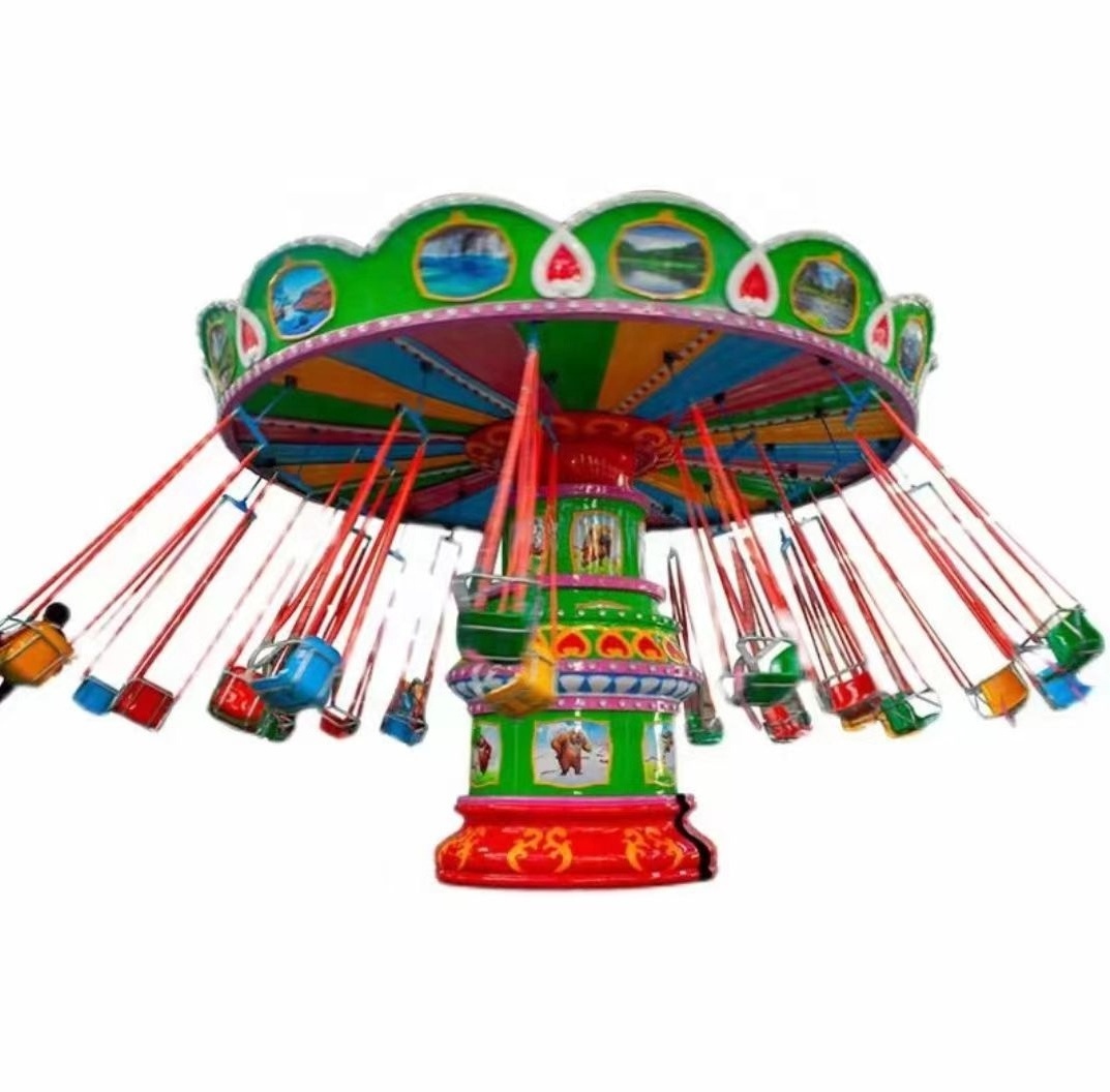 Factory Fairground Attraction Park 16 24 Seats Small Amusement Swing Rides Fruit Watermelon Flying Chair For Children Adult Kid