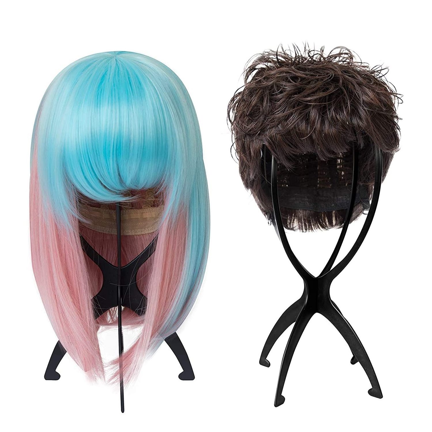 FUJIA hair 6PCS Wig Stand Portable Wig Stand Collapsible Holder Durable Display 13.8 Inch Tool Travel Stand