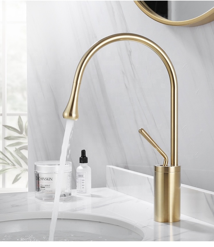 CBM Brushed Gold Faucet Hot and Cold Washbasin Halter Toilet Nordic Bathroom Creative Faucet Carton Box Household Full Brass