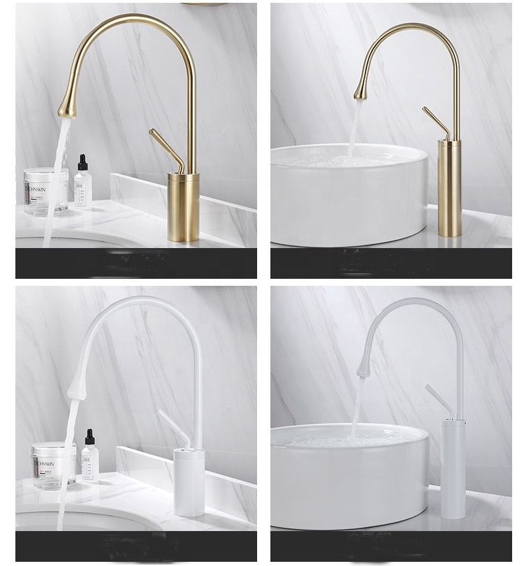 CBM Brushed Gold Faucet Hot and Cold Washbasin Halter Toilet Nordic Bathroom Creative Faucet Carton Box Household Full Brass