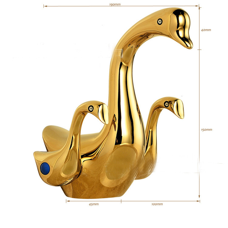 Duck Animal Faucet Mixer Washing Basin Faucet for Bathroom Accessories Gold Copper Brass Modern Contemporary Hotel Polished