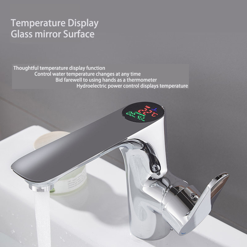 CBM Brass Hydroelectric Power Led Smart Digital Display Bathroom Faucet Basin Tap Cold And Hot Water Mixer