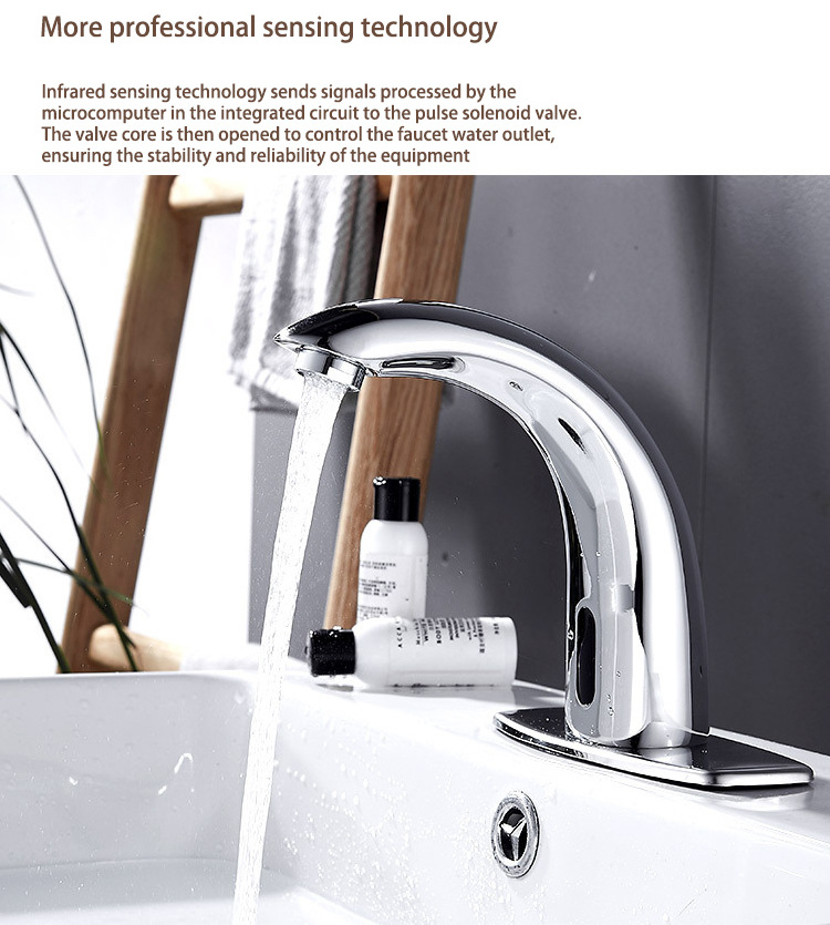 Brass Smart Infrared Sensor Basin Induction Faucet Commercial Bathroom Sink Tap Non-contact Automatic Touchless Washbasin Taps