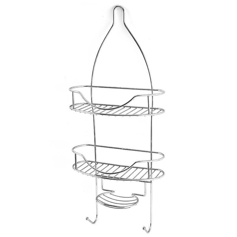 CBM Manufacture Price Wire Stainless Steel Bathroom Shelf With Hook Hanging Shower Shelves Storage Rack