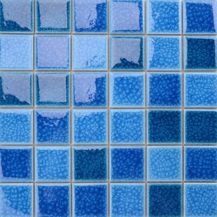 Ice Crackle Mosaic Tile Ceramic Mosaic Swimming Pool Tiles Bathroom Wall Tiles Wholesale Ceramic 300x300mm Glazed Aqua Blue 6mm