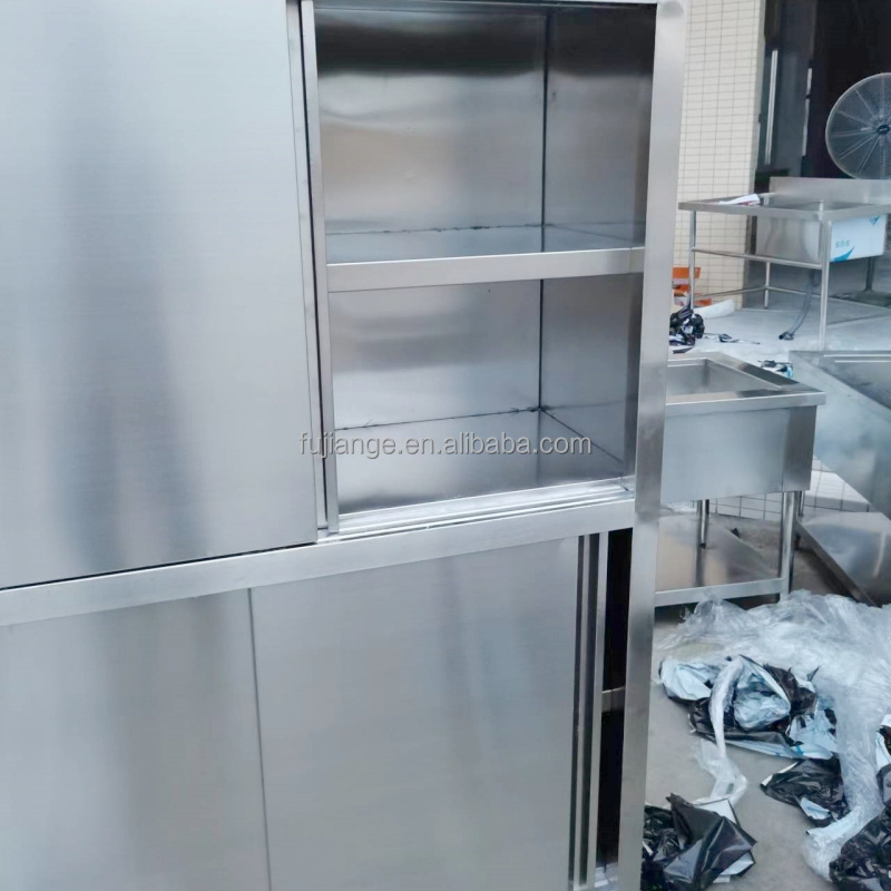 Durable Using Superior Quality 201 304 Stainless Steel Kitchen Pantry Cupboards Stainless Steel Cabinet  SLIDING DOOR