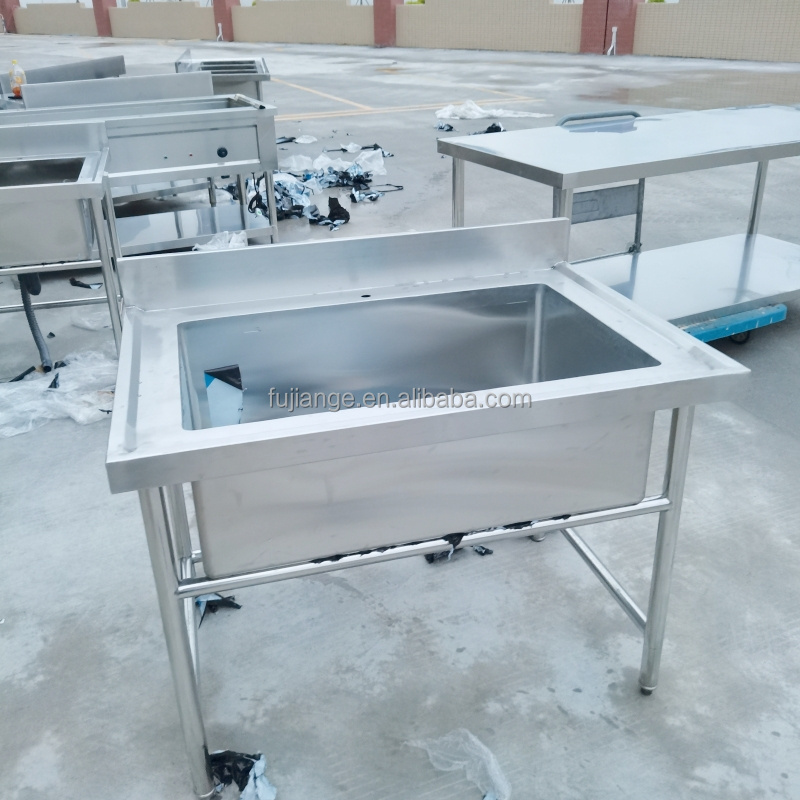 Commercial used stainless steel kitchen sinks, double bowl sink bench worktable Stainless Steel Double Bench for Sale