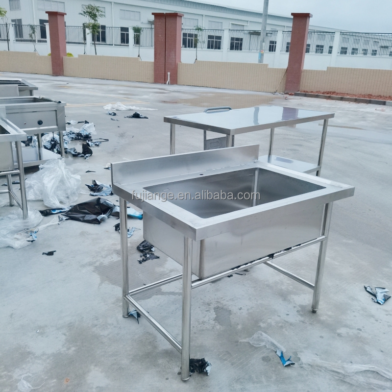 Commercial used stainless steel kitchen sinks, double bowl sink bench worktable Stainless Steel Double Bench for Sale