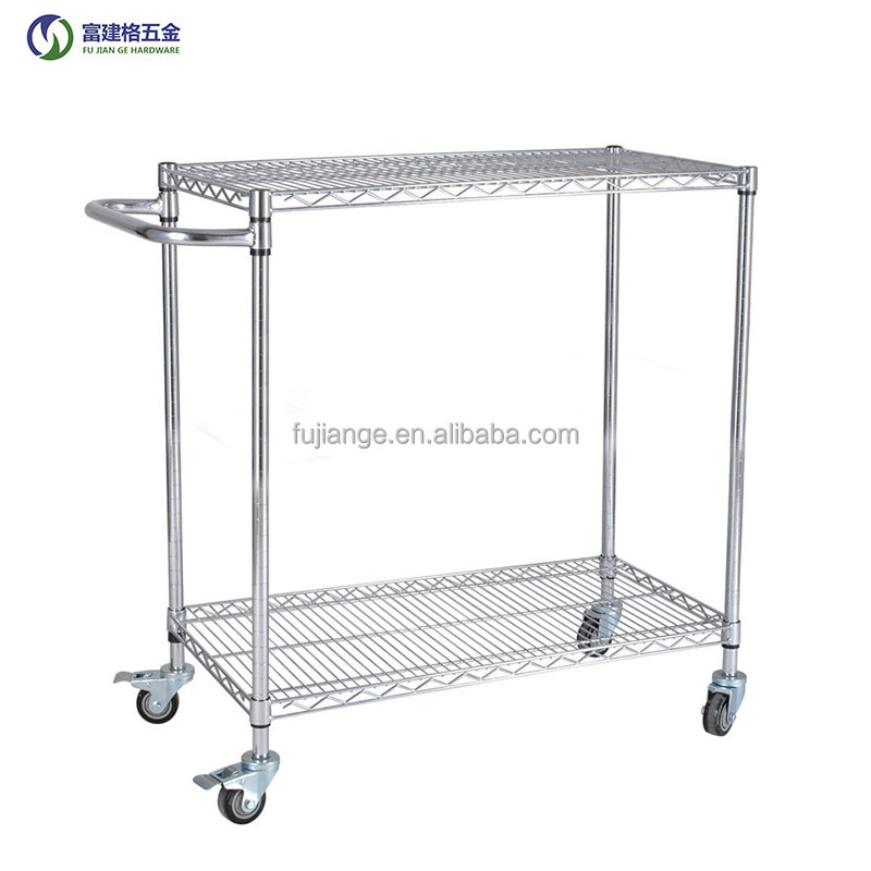 4 Layers Adjustable Rolling Storage Shelves Wire Rack Warehouse Metal Wheels Shelving Home Chrome Wire Shelving In Guangzhou