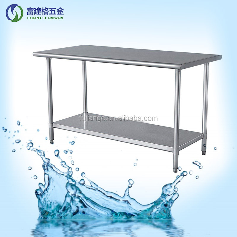 laboratory Mobile Stainless Steel Work Table 2 tier work table with wheels Two Layers Kitchen Work Bench