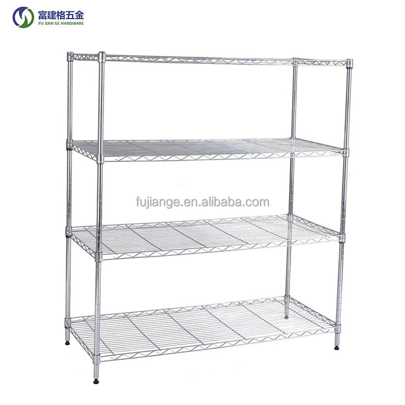 Kitchen Accessories Heavy Duty Three Tier Storage Holders Removable Chrome Metal Rack Shelving Trolley Anti Static Trolley