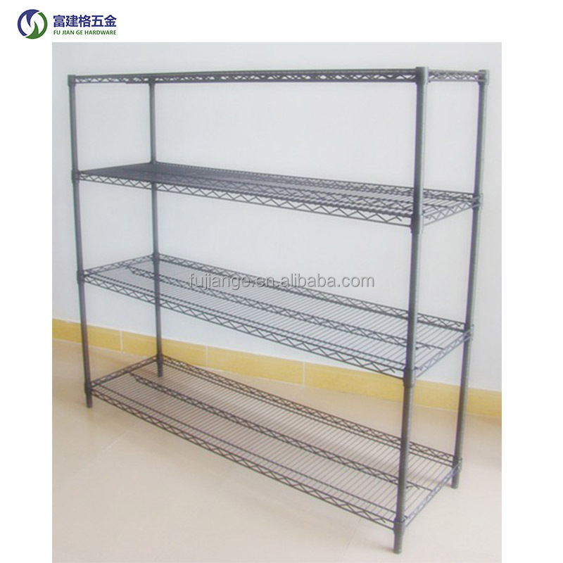 4 Layers Adjustable Rolling Storage Shelves Wire Rack Warehouse Metal Wheels Shelving Home Chrome Wire Shelving In Guangzhou