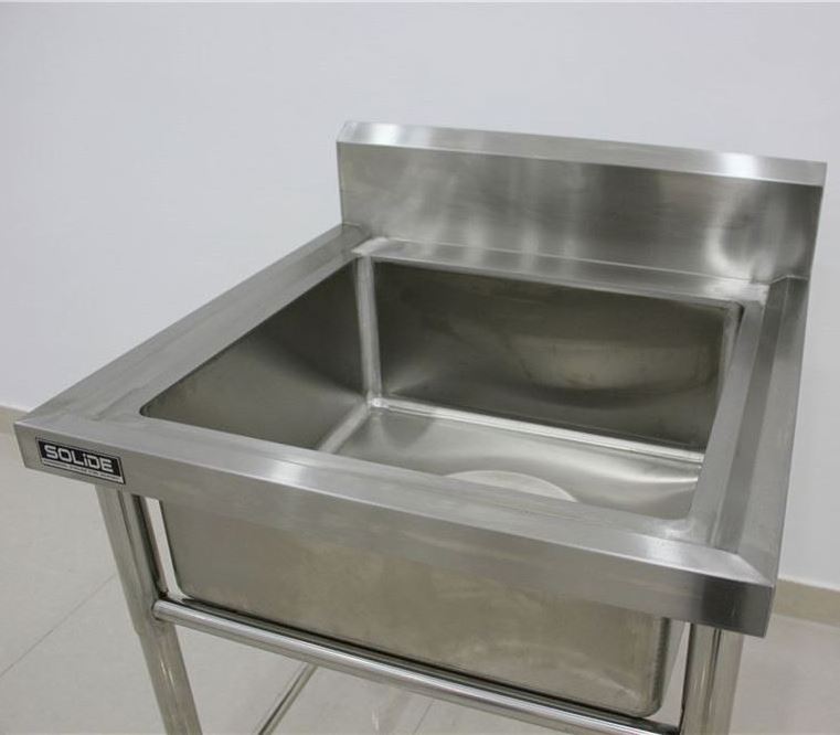 Commercial Hot Sale kitchen single sink stainless steel with 150 backsplash