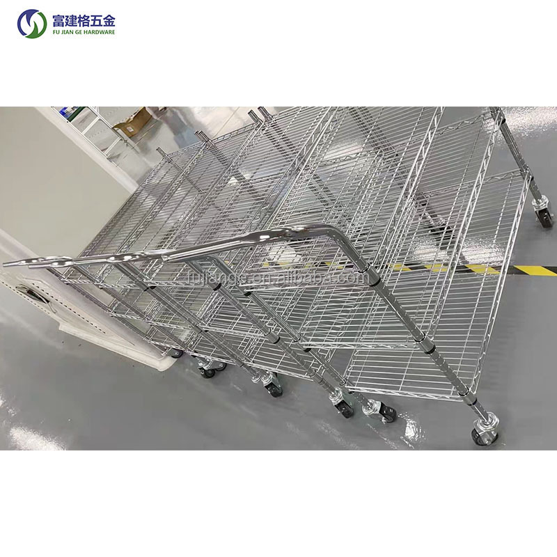 Industrial 5 Shelf 350 kg Heavy Duty Slanted Wire Shelving Unit Chrome Metal Storage Rack Modern Metal Shelving