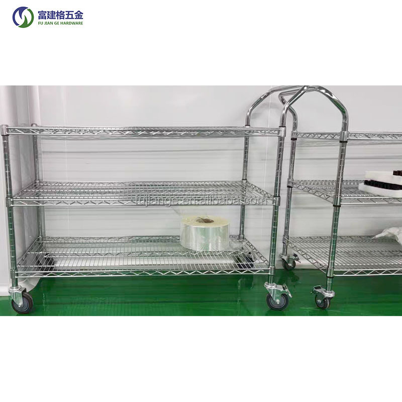 Movable Wire Shelf For Restaurant Garage Kitchen Pantry Commercial Rack Chrome 6 Tier Storage Shelves On Wheels In Guangzhou