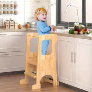 KIDS montessori wooden kitchen helper step learning tower klappbar children stool adjustable height foldable learning tower