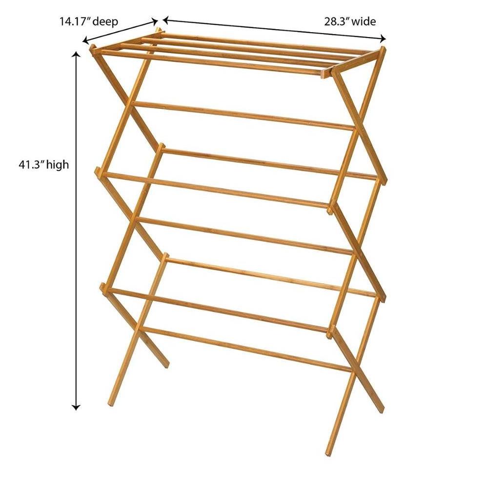 Tall Indoor Folding Wooden Clothes Drying Rack