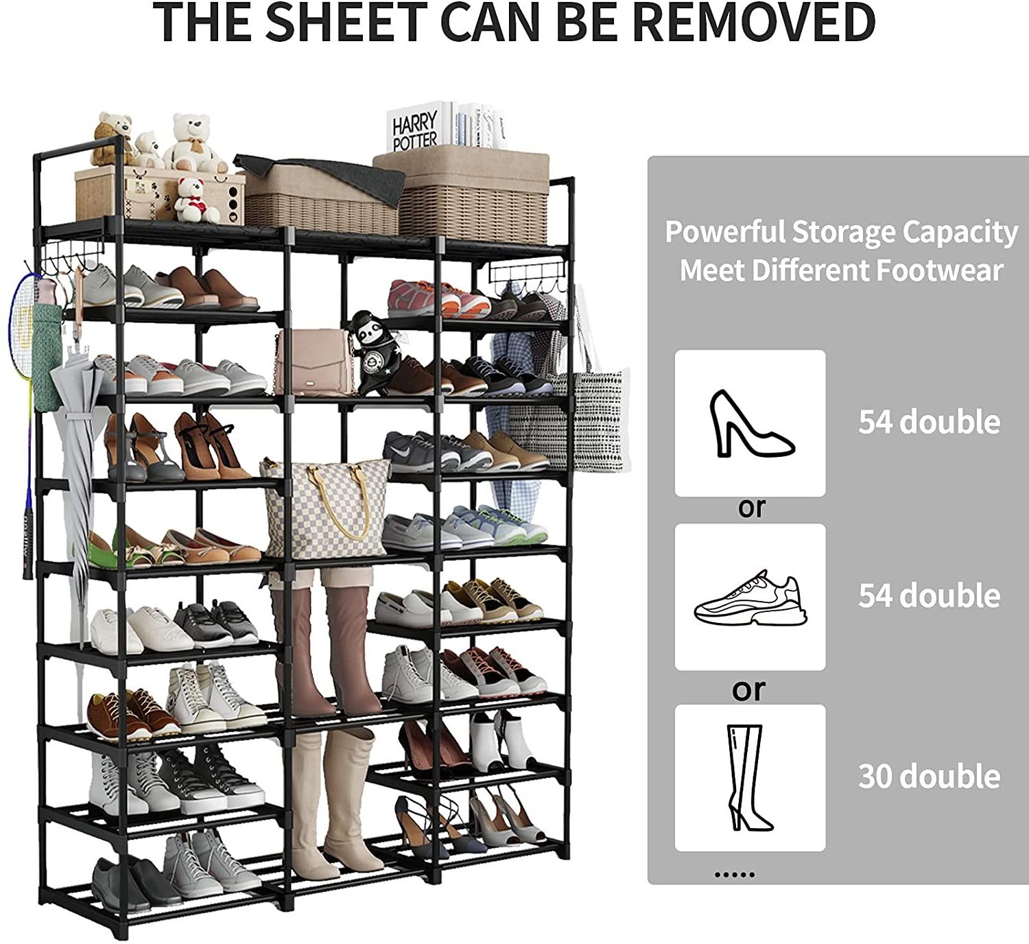 schoenenkast Shoe Rock Amazing Boots Storage Shelf Display Adjustable Bamboo Shoe Organizer 9 Tier Stackable Wooden Shoe Rack