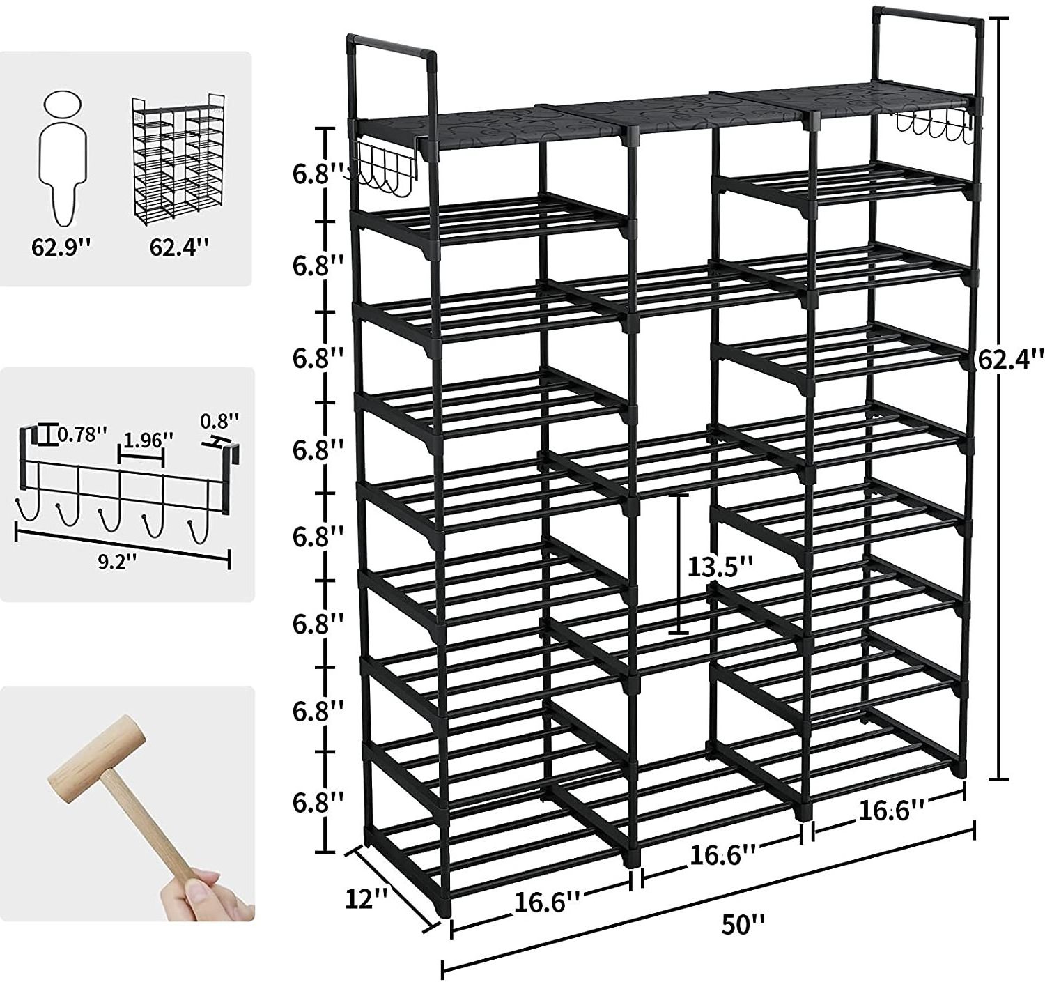 schoenenkast Shoe Rock Amazing Boots Storage Shelf Display Adjustable Bamboo Shoe Organizer 9 Tier Stackable Wooden Shoe Rack