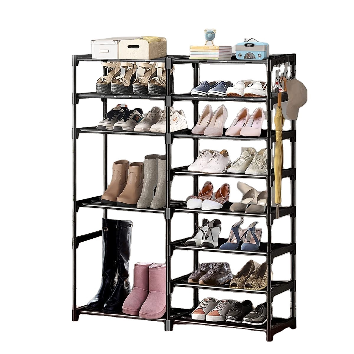 Boots Storage Shelf Adjustable Shoe Organizer 8 Tier Stackable Shoe Rack