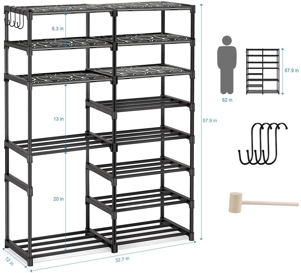 Boots Storage Shelf Adjustable Shoe Organizer 8 Tier Stackable Shoe Rack