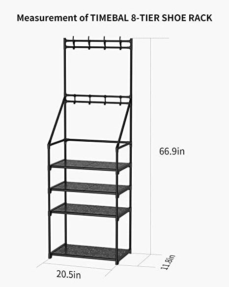 Shoe Rack Coat Hat Rack  Stackable Shoe Storage Organizer Holds 8 Pair Shoes and Boots and hangs Coats and Hats