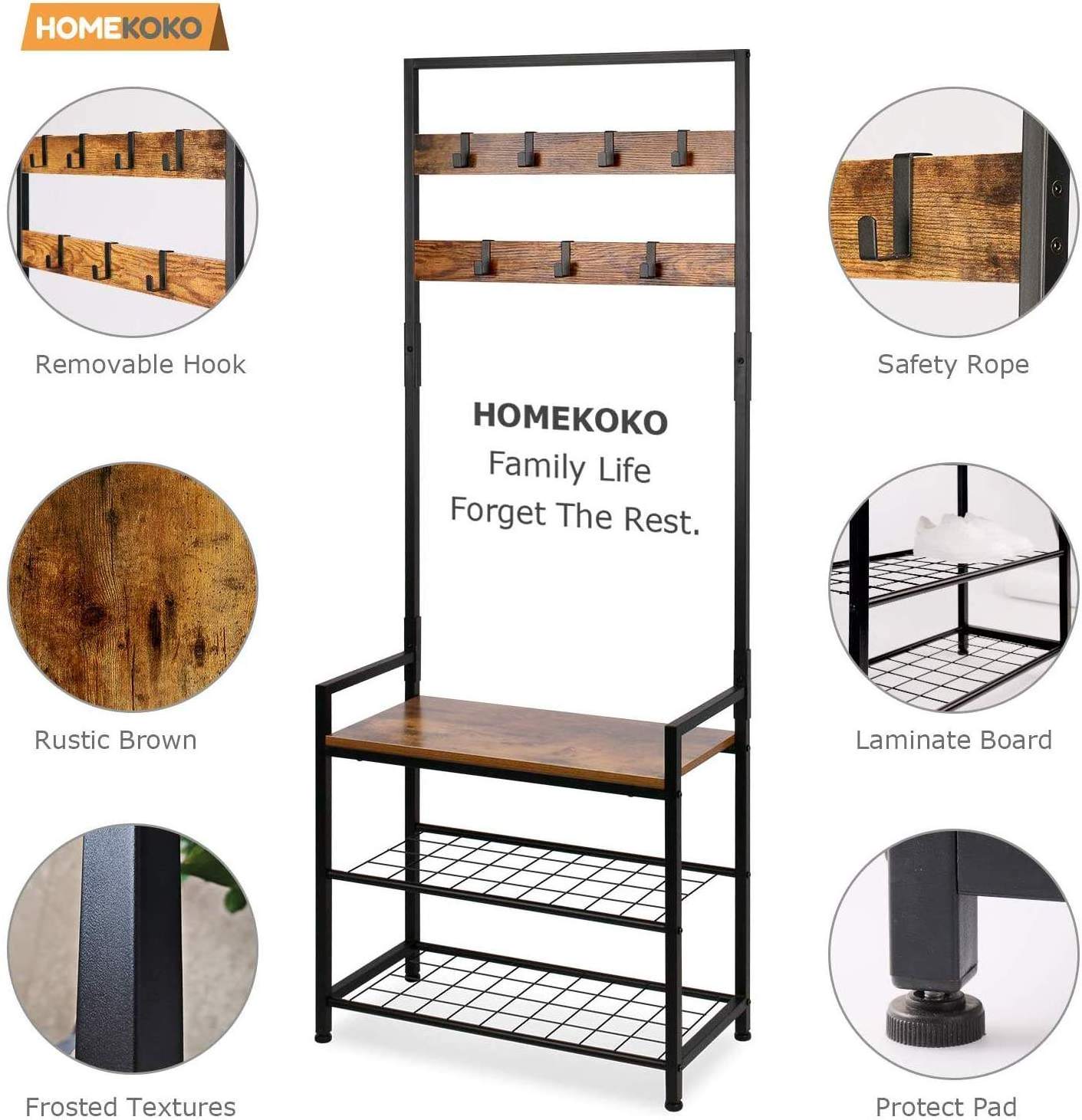 clothes stands & shoe racks Modern Industrial Style Hall Tree Shoe Storage Bench Customized Living Room Free Standing Coat Rack