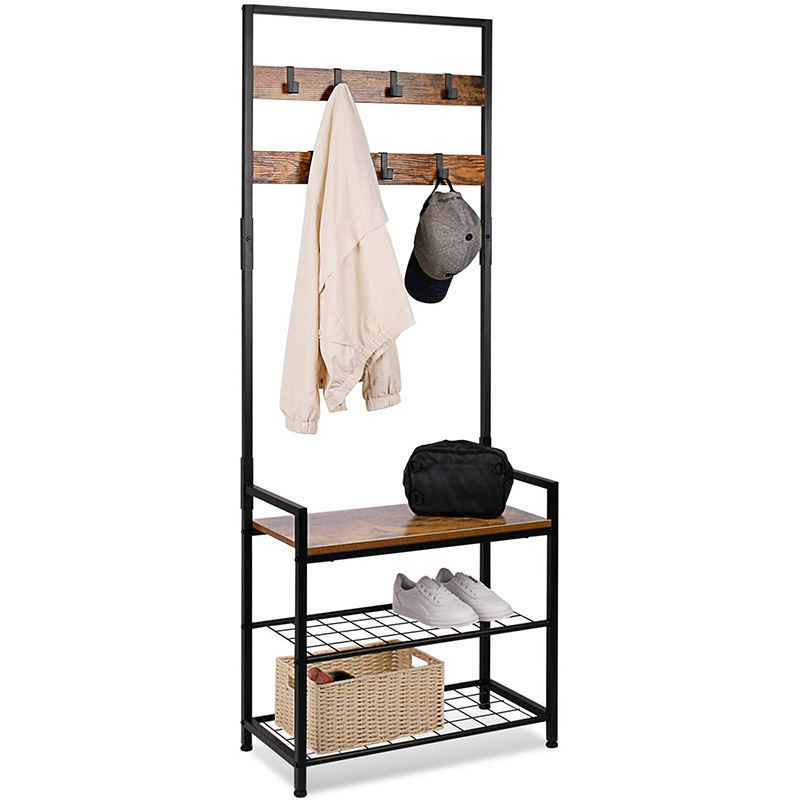 clothes stands & shoe racks Modern Industrial Style Hall Tree Shoe Storage Bench Customized Living Room Free Standing Coat Rack