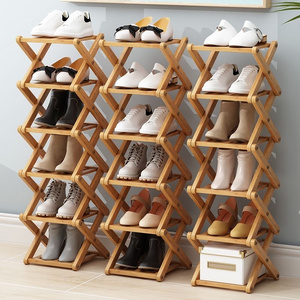 2-10 Tier Standing foldable shoe rack Stackable Shoe Shelf Storage Organizer 5 layer Foldable Bamboo Shoe Rack