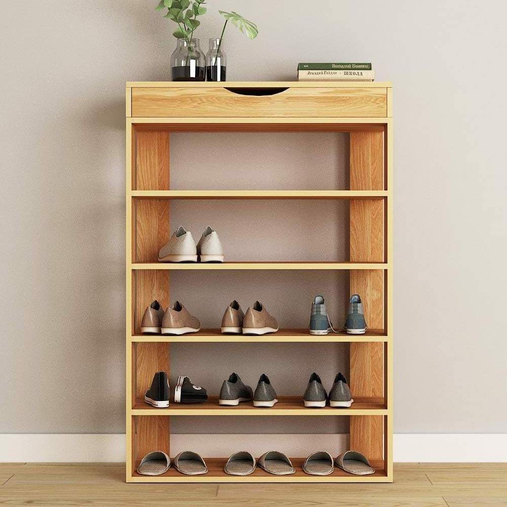 zapateras free standing 5 Tiers Portable Shoe Shelf Storage Organizer Rack Wooden Bamboo Shoe Rack With Flip Top