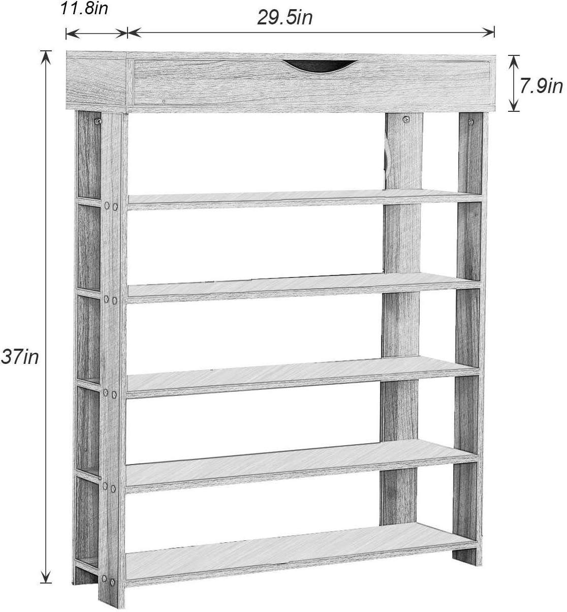 zapateras free standing 5 Tiers Portable Shoe Shelf Storage Organizer Rack Wooden Bamboo Shoe Rack With Flip Top