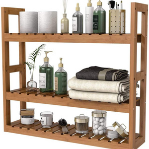 3 Tier Storage Rack Adjustable Layer Wall Mount Multifunctional Utility Bamboo Storage Supports and shelves for storage