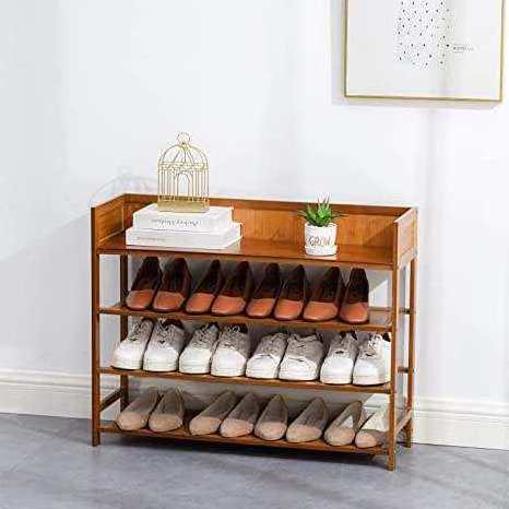 Zapateros 4 Tire Bamboo Stackable Shoe shelf Storage Organizer Wooden Shoe Organizer For Entryway