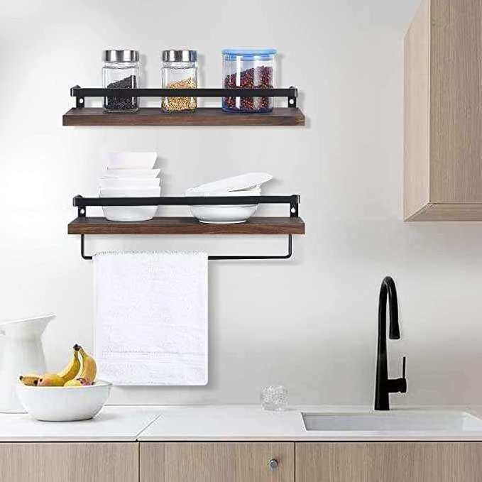 wand dekor Radiata Pine Wood Brown Floating Shelves dekoration home accessories Wall Mount Storage Shelves for Kitchen Bathroom