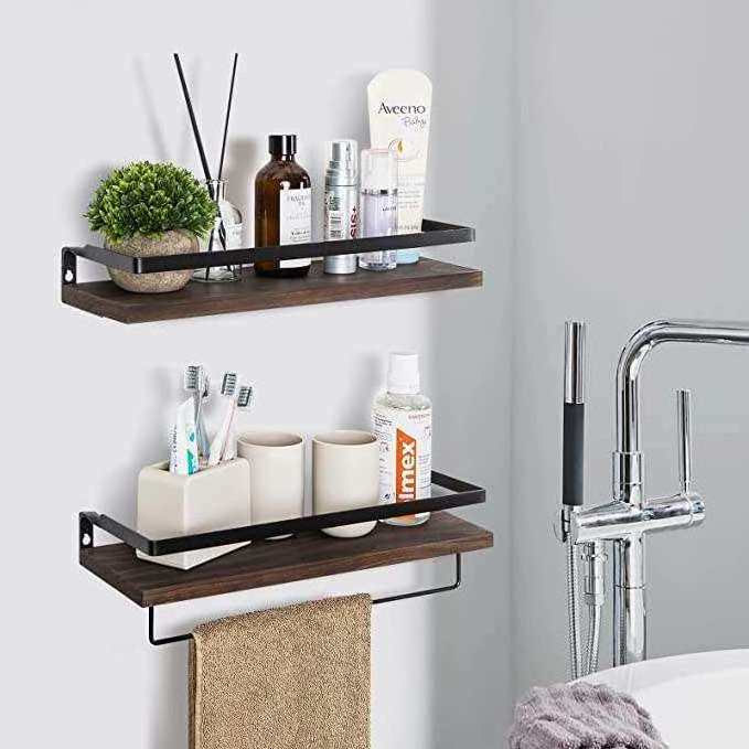 wand dekor Radiata Pine Wood Brown Floating Shelves dekoration home accessories Wall Mount Storage Shelves for Kitchen Bathroom