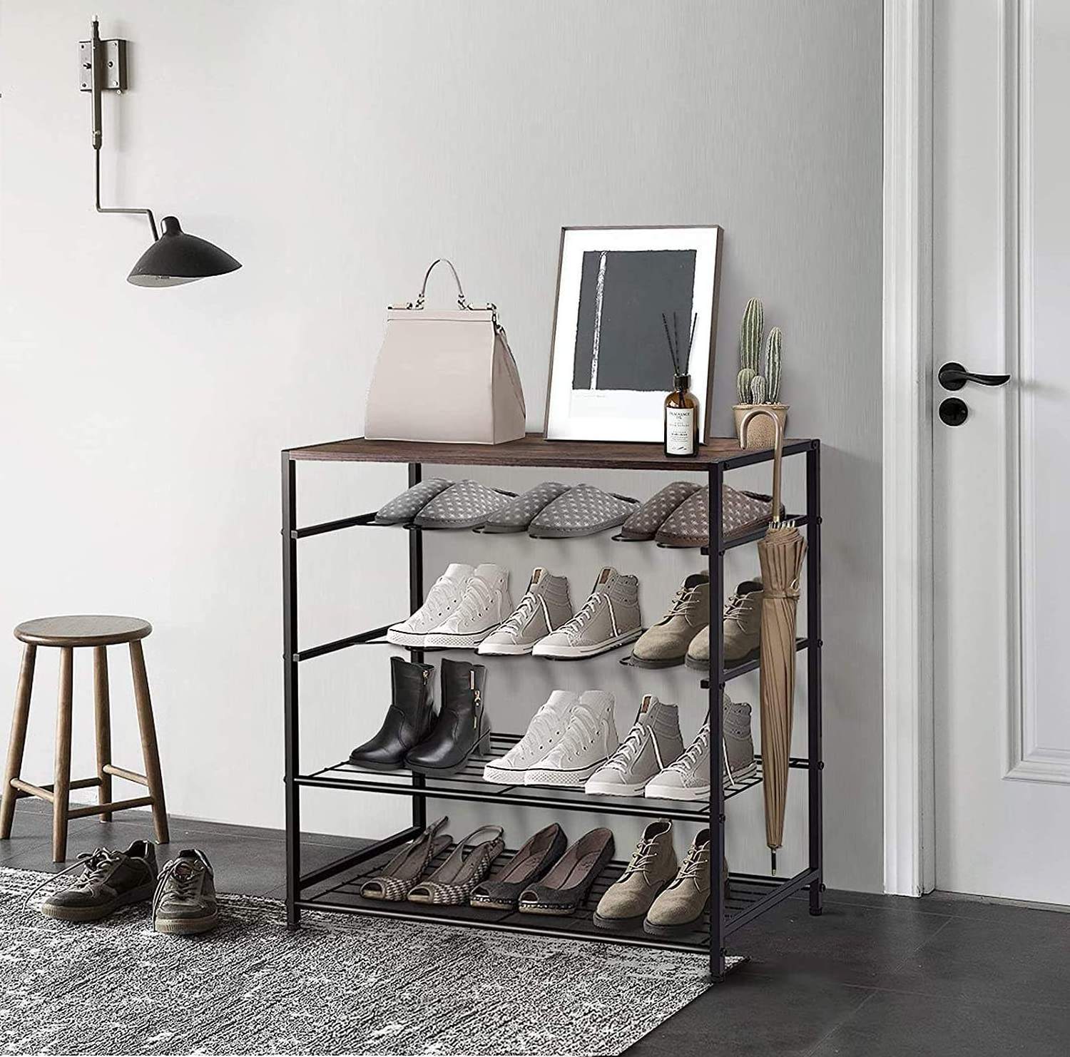 Boots Storage Shelf Adjustable Shoe Organizer zapateras de Metal 5 Tier Stackable shoe rack to save space with Top Board for sho