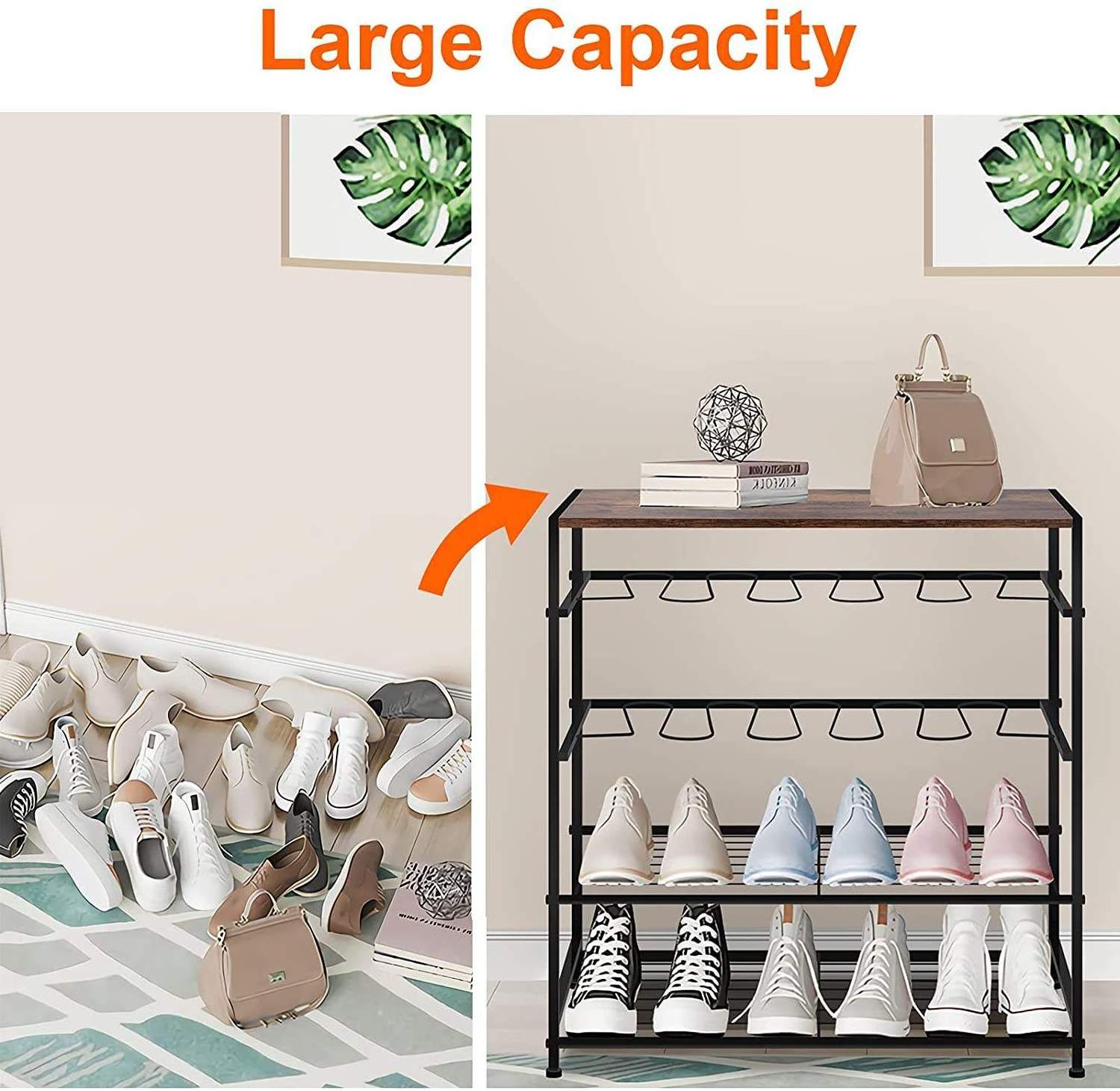 Boots Storage Shelf Adjustable Shoe Organizer zapateras de Metal 5 Tier Stackable shoe rack to save space with Top Board for sho