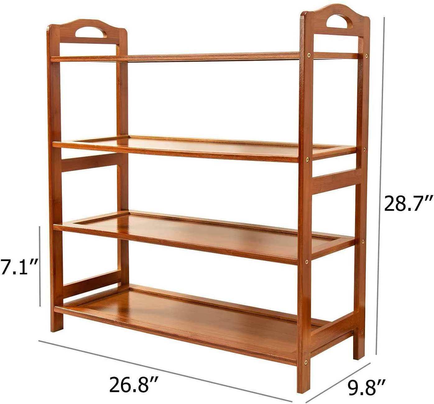 shoe rack accessories 4 Tier multifunctional display storage tall shelf Entryway organizer bamboo shoe rack for home