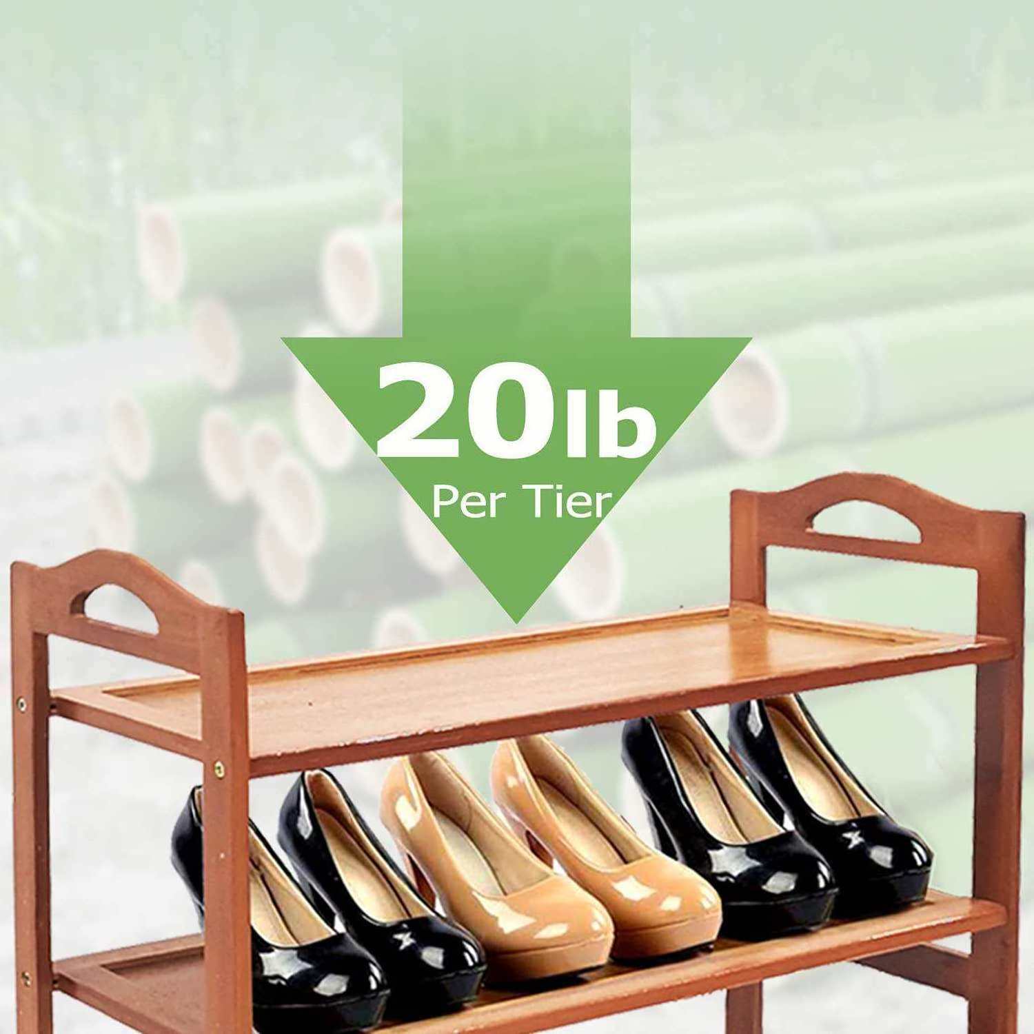 shoe rack accessories 4 Tier multifunctional display storage tall shelf Entryway organizer bamboo shoe rack for home