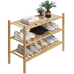 bamboo outdoor shoe rack waterproof wood bamboo 3 tier shoe storage rack for home