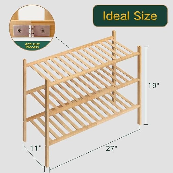 bamboo outdoor shoe rack waterproof wood bamboo 3 tier shoe storage rack for home