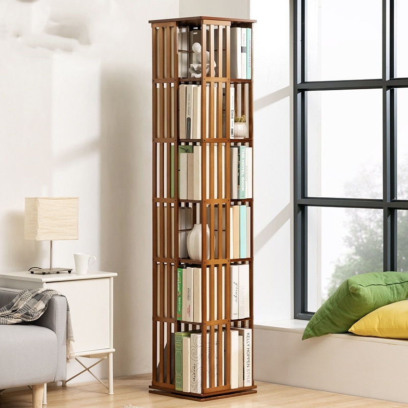 Eco friendly Free Standing Adjustable Bamboo Bookcase Shelves Storage Unit for Kitchen Bathroom livingroom