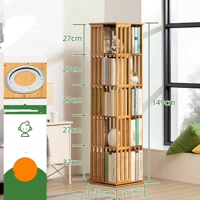 Eco friendly Free Standing Adjustable Bamboo Bookcase Shelves Storage Unit for Kitchen Bathroom livingroom