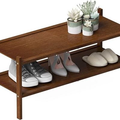 natural low price Bamboo Stackable Shoe Rack 2-Tier Shoe Storage Organizer Entryway Shoe Shelf