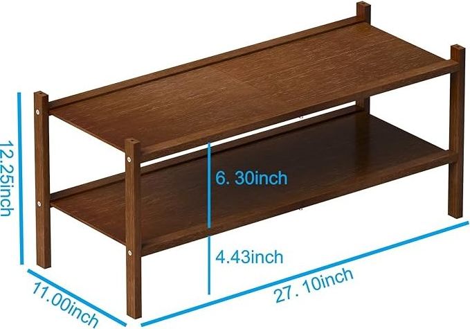 natural low price Bamboo Stackable Shoe Rack 2-Tier Shoe Storage Organizer Entryway Shoe Shelf