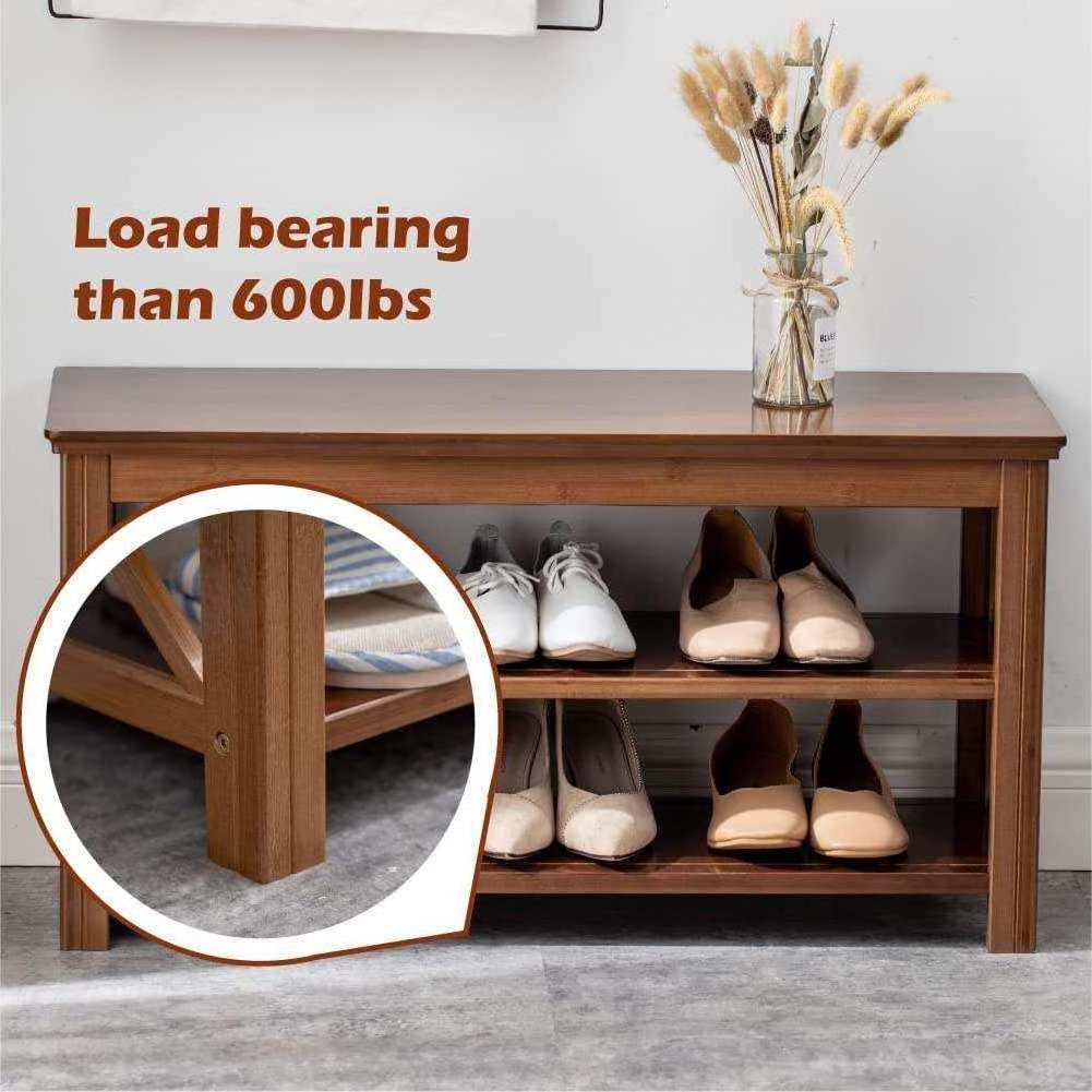 oem odm space saver 3 tire display stand Bedroom shoes shelf storage organizer wholesales Bamboo Shoe Rack with seat