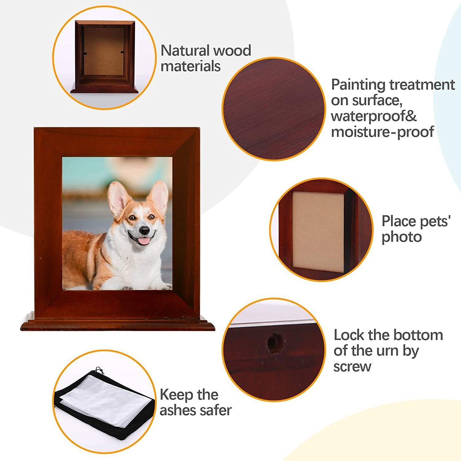 Wooden Pet Urn Multi-colour Pull out Small Animal Funeral Urn with Photo Frame Ashes Memorial Wooden Boxes